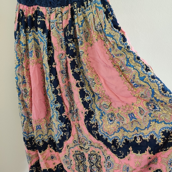 ANGEL BIBA|| CROCHET AND PAISLEY PRINT MAXI DRESS SIZE 10 - Picture 5 of 10